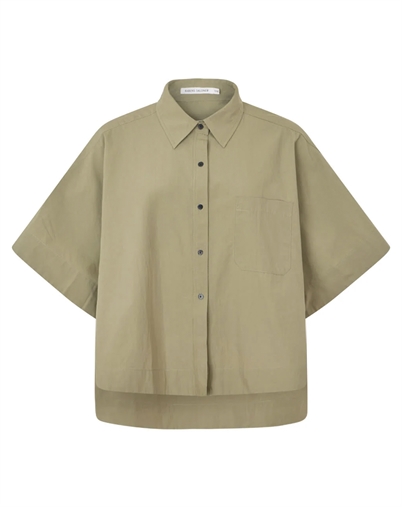 Rabens Saloner - Berte Poplin Curved Hem Bluse - Vertiver